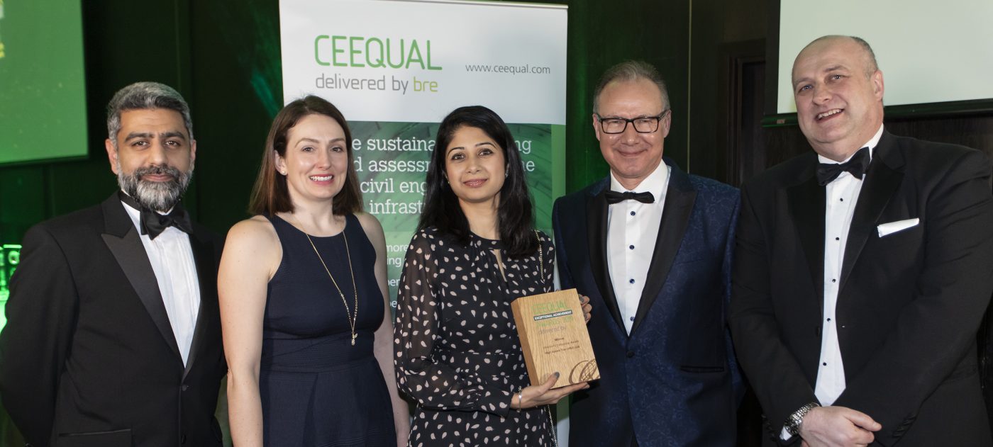 Members of the HS2 team collecting their CEEQUAL award.