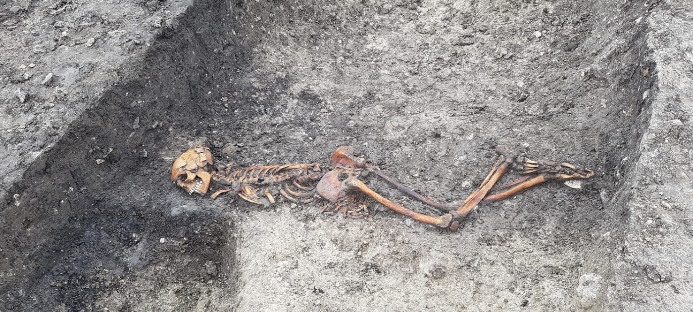 Iron Age skeleton uncovered by excavation.
