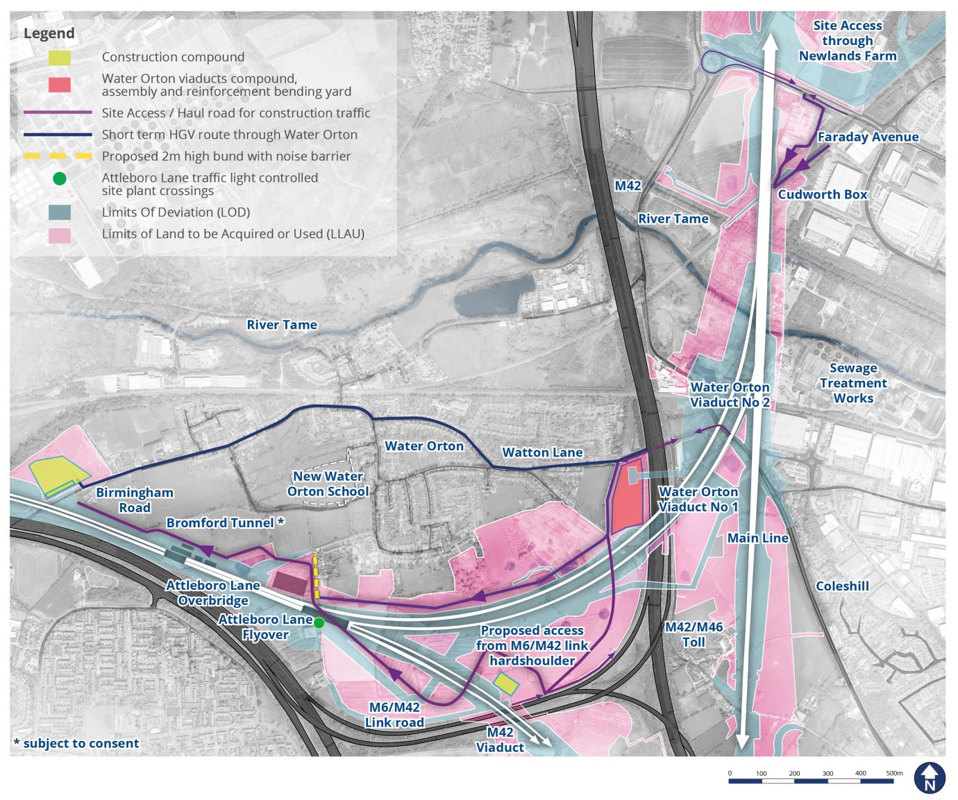 Water Orton Viaducts traffic management plan overview High Speed 2