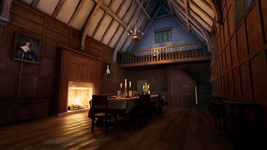 3D reconstruction of the great hall, Coleshill Hall during the Elizabethan period