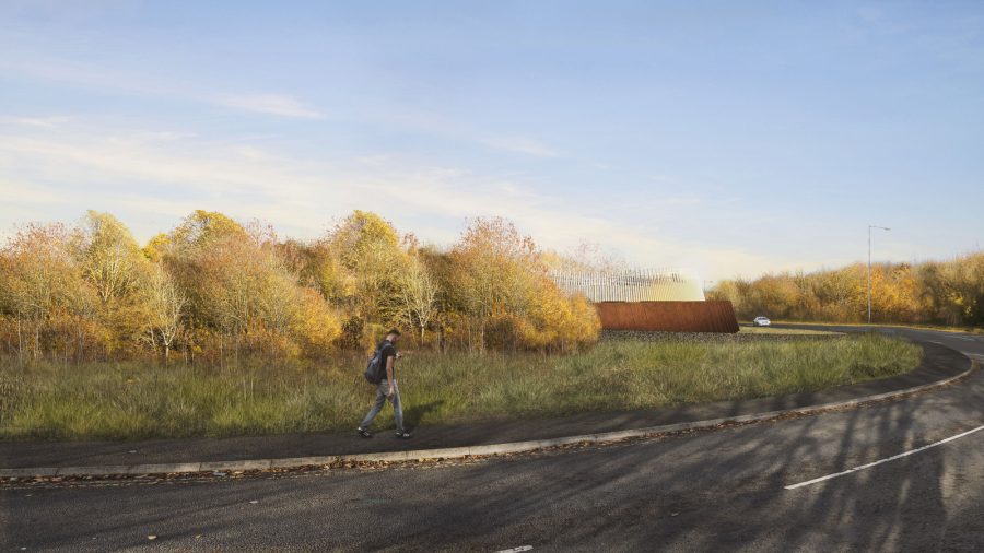 Amersham vent shaft headhouse as seen from Whielden Lane walking eastbound