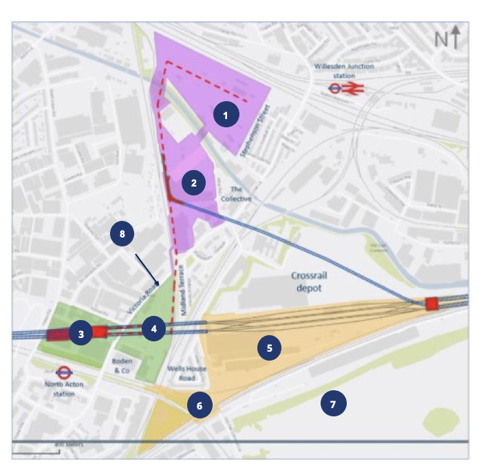 Old Oak and North Acton site map key