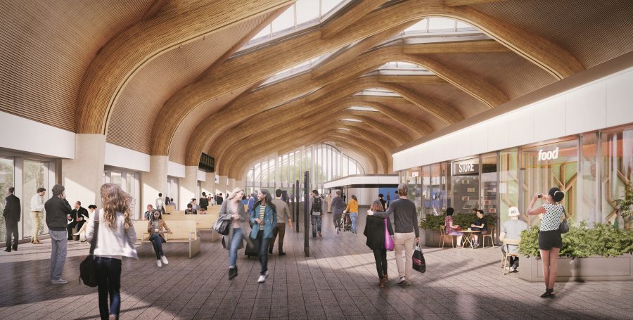 Artists impression of people inside Interchange Station