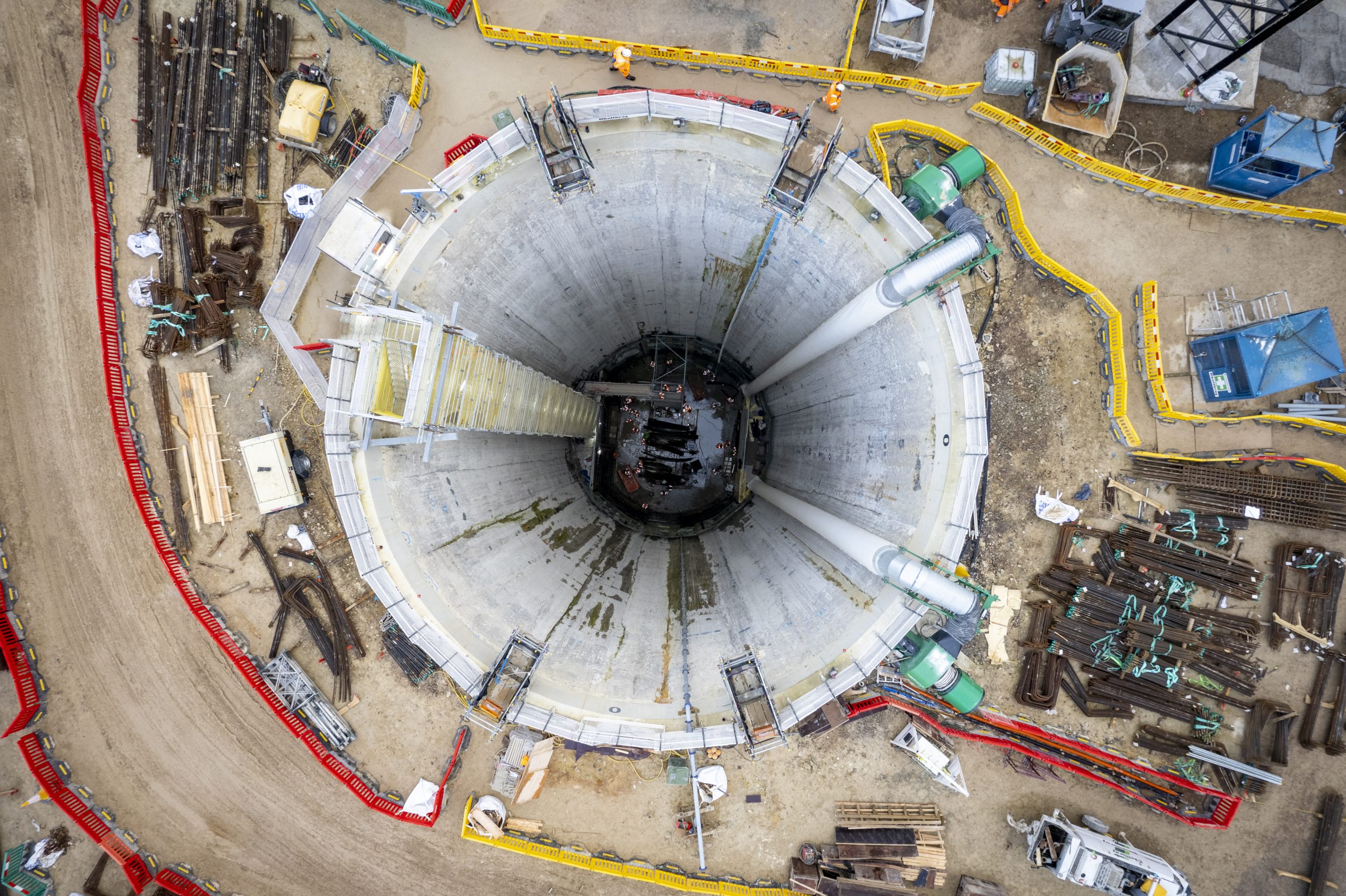An aerial view down the Chalfont St Peter vent shaft HS2