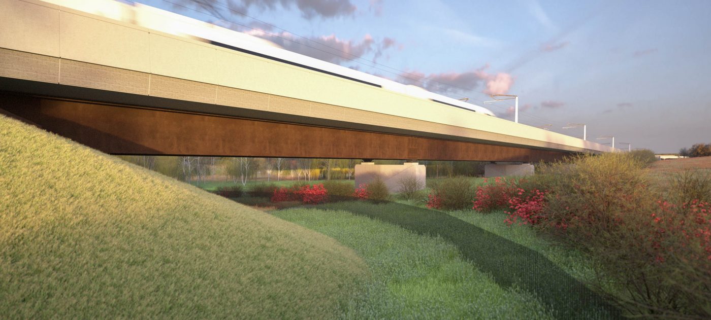 Architect's visualisation of the Lower Thorpe viaduct in Northamptonshire.