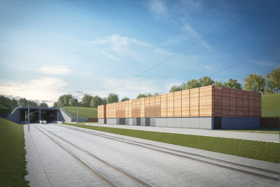 Artist's impression of the South Portal and portal building.