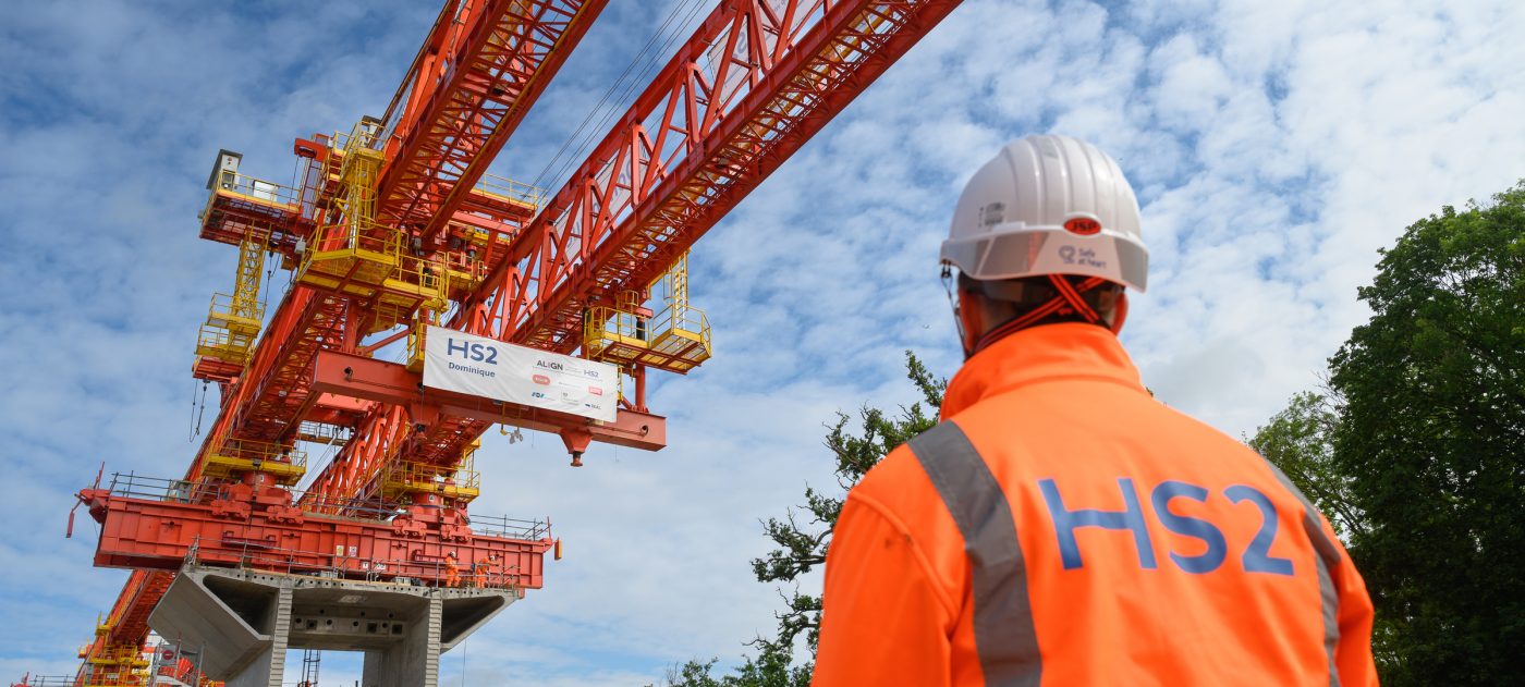 The Colne Valley Viaduct bridge building machine in Hertfordshire.