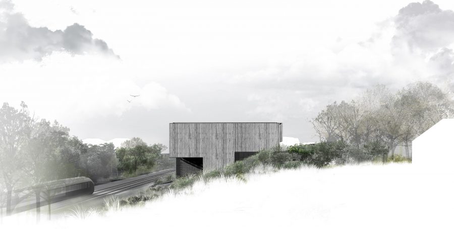 Artist's impression - View of the Mandeville Road Headhouse showing a view from the west elevation.