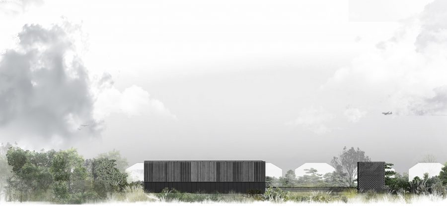 Artist's impression - View of the Mandeville Road Headhouse showing a view from street level.