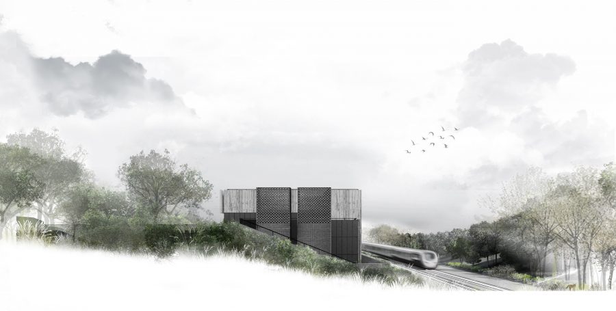 Artist's impression - View of the Mandeville Road Headhouse showing a view from the east elevation.