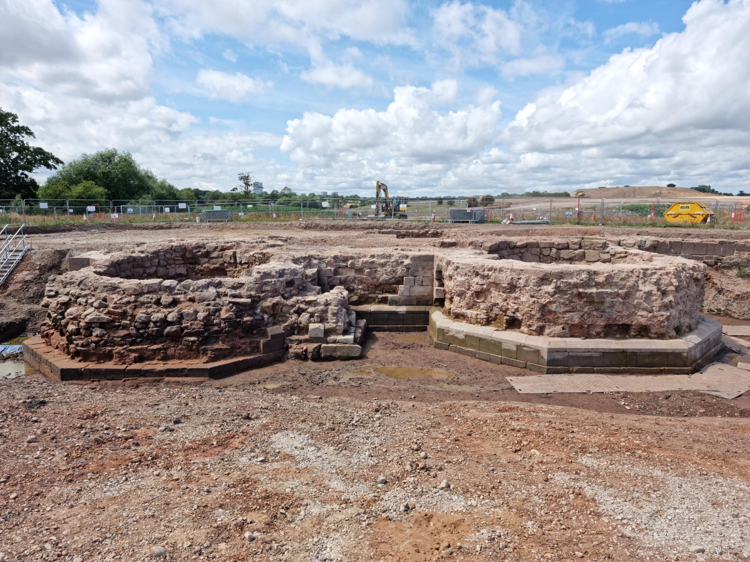 Remains of Coleshill gatehouse towers during excavation HS2