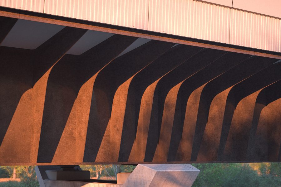 HS2 Small Dean Viaduct close up of strengtheners above a pier.