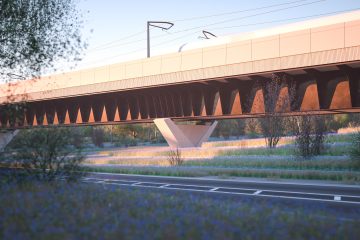 Thumbnail 1 of HS2 Small Dean Viaduct pier and girder alongside the A413.