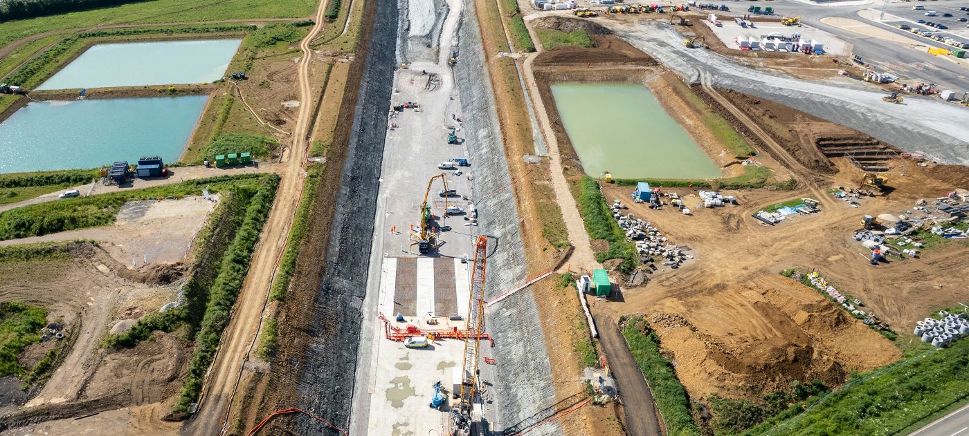 Balancing ponds which are part of the dewatering at our Chipping Warden Green Tunnel site.