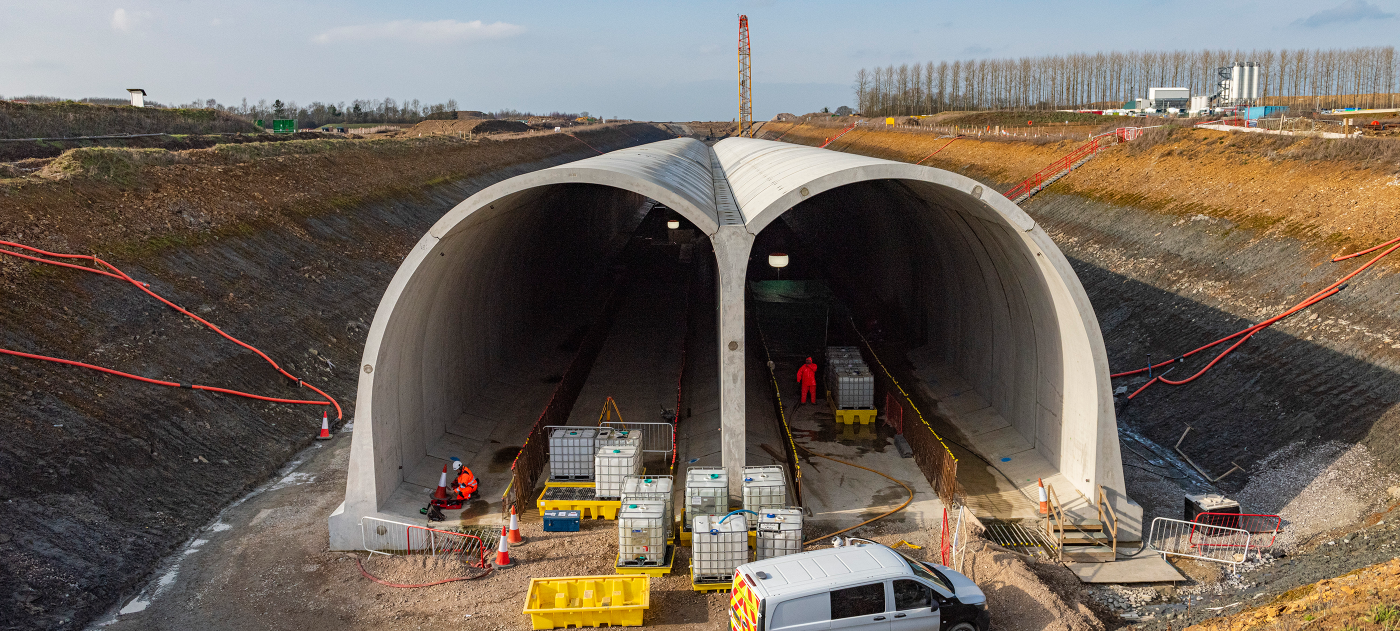 The Chipping Warden Green Tunnel construction site in Northamptonshire.