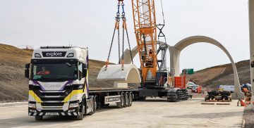 Thumbnail 3 of Roof segment being delivered for the Greatworth Green Tunnel