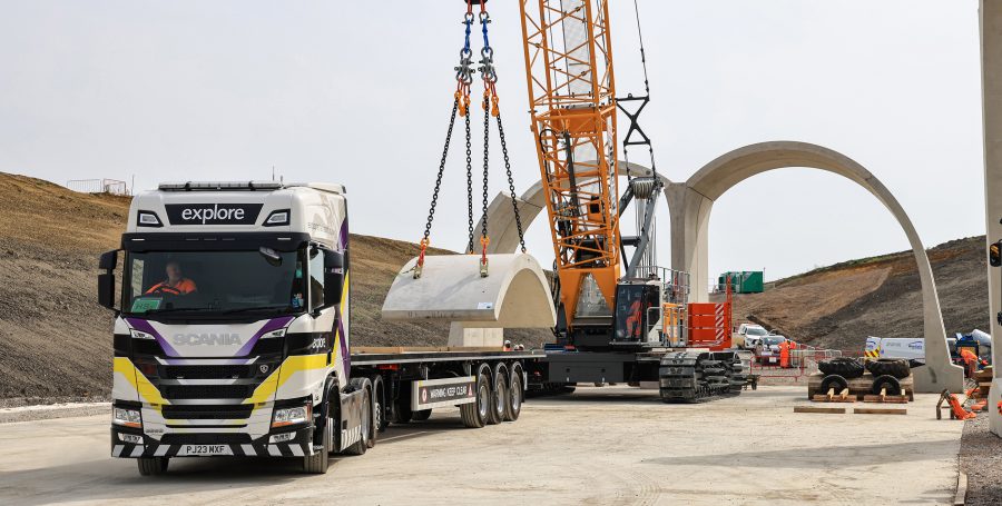 Roof segment being delivered for the Greatworth Green Tunnel