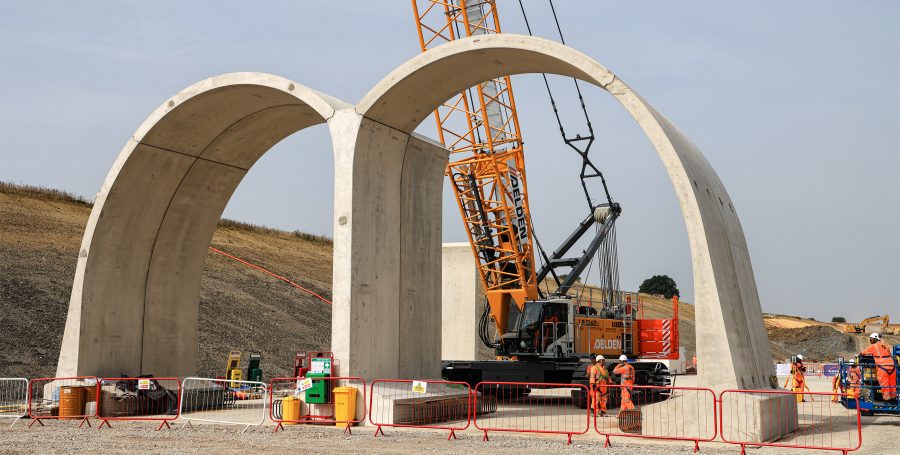 The first arches in place during construction of the Greatworth Green Tunnel