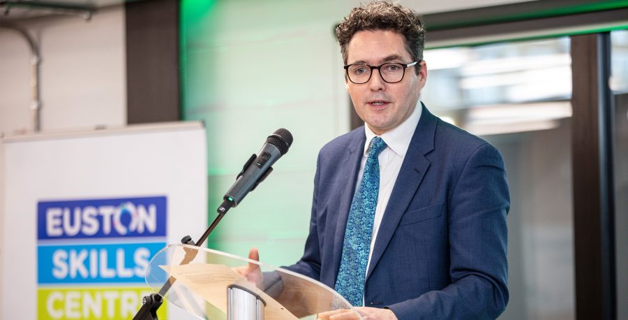 The Euston Skills Centre has been built by HS2 Ltd's Euston Station Construction partner for Camden Council. It opened in January 2024 taking students from the local area.
