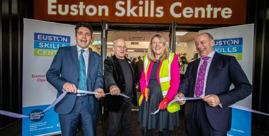 L-R Huw Merriman MP, HS2 Minister; Sir Peter Hendy, Chair, The Euston Partnership; Cllr Georgia Gould, Leader, Camden Council; Jules Pipe CBE, Deputy Mayor of London for Planning, Regeneration and Skills