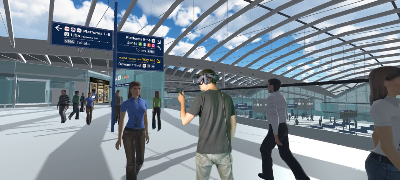 VR image of people in station