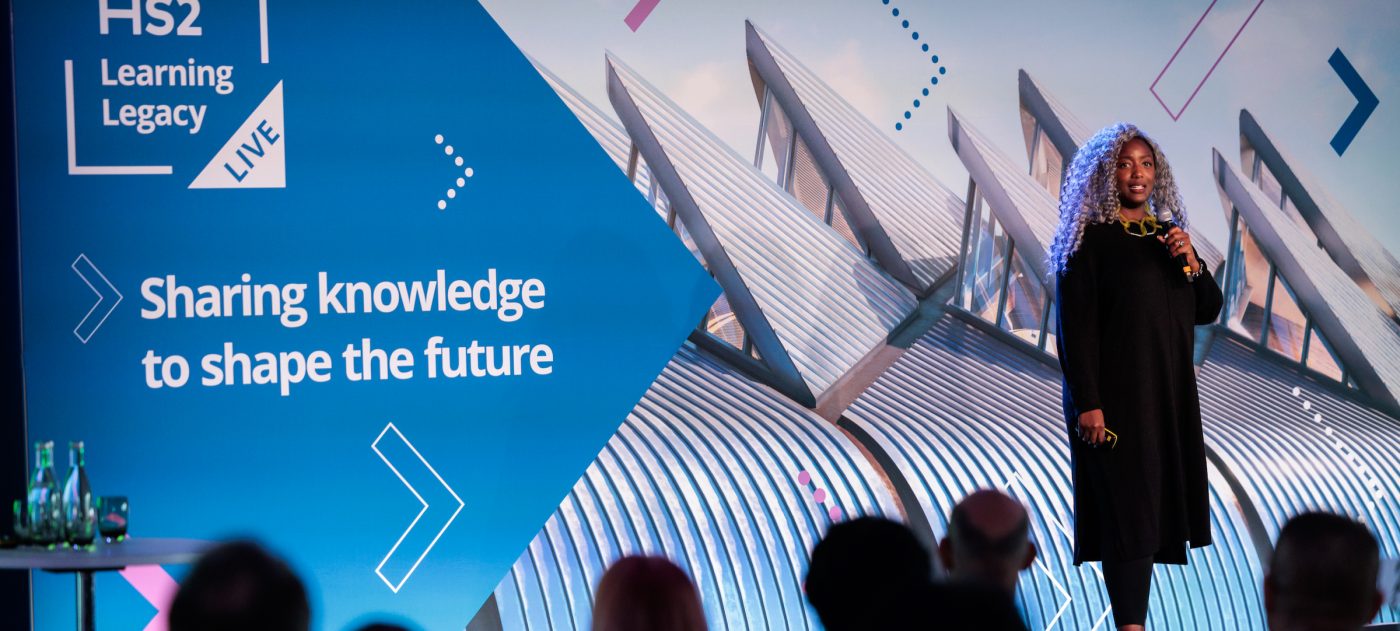 Image of a speaker at HS2's Learning Legacy live event.