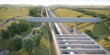 Thumbnail 2 of Cutting from the green tunnel's north portal with Greenway alongside the railway.