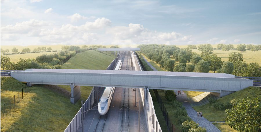 Artist's impression of Waste Lane Overbridge with Greenway alongside the railway.