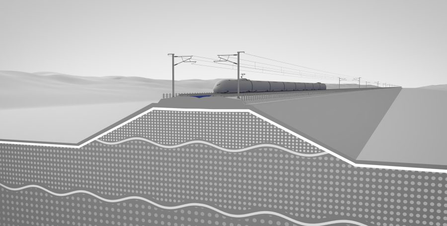 Embankment cross section illustration.