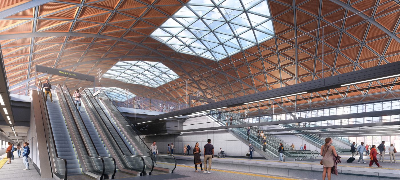 Artist's impression of Curzon Street station platform level.