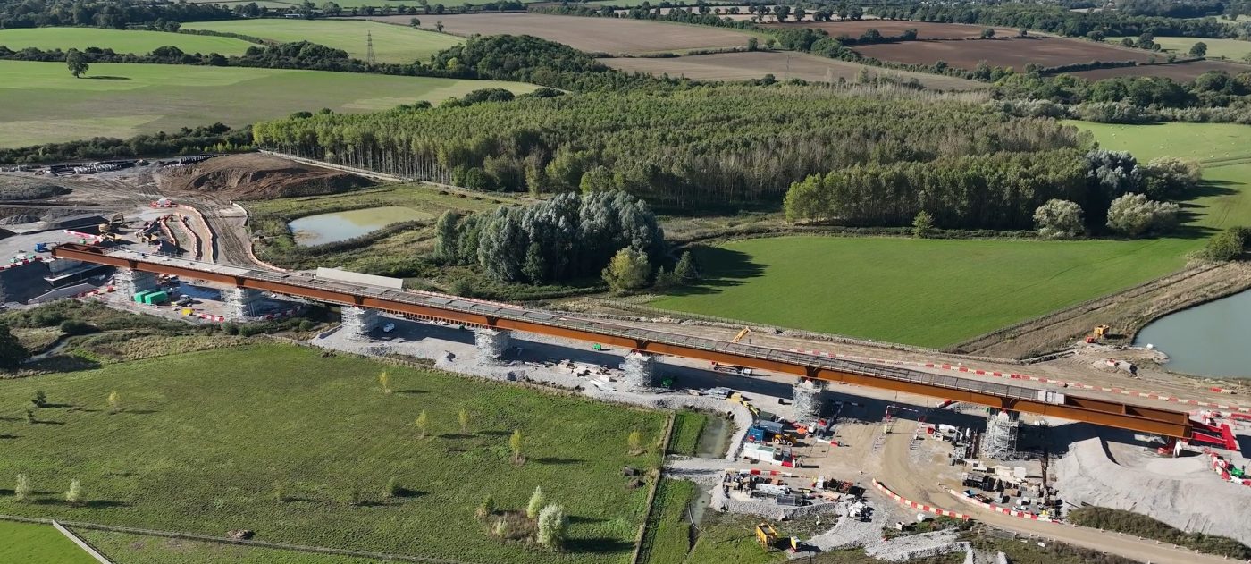 Image of viaduct under construction from above