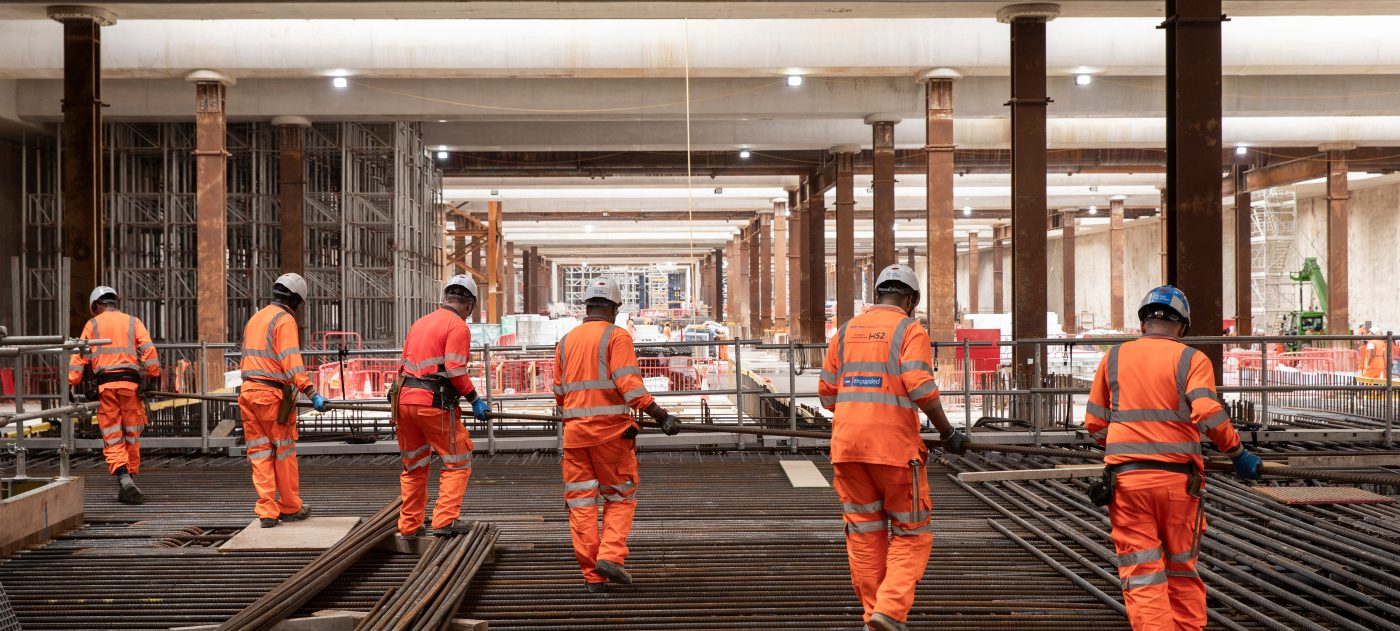 Platform construction underway at Old Oak Common station.