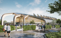 An artist's impression of the outside of the Interchange station in Solihull.