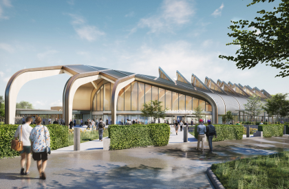 An artist's impression of the outside of the Interchange station in Solihull.