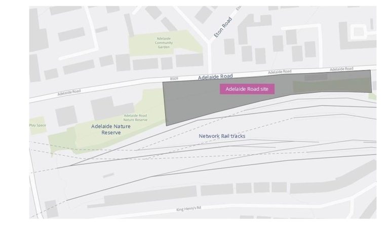 A map showing the Adelaide Road site.
