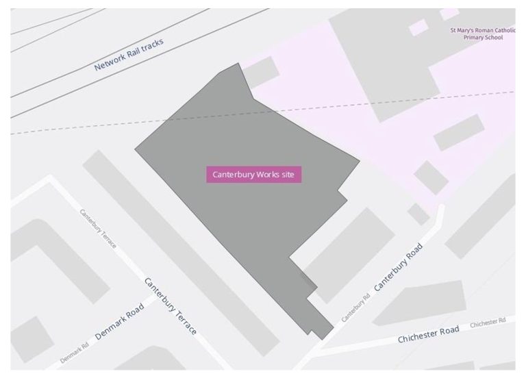 Map of the Canterbury Works site.