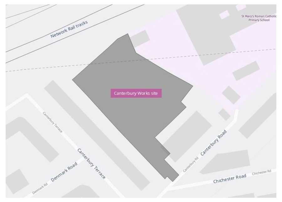 Map of the Canterbury Works site.