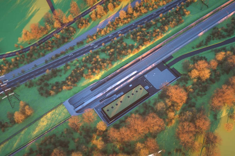 Visualisation of the South portal of the Wendover green tunnel and A413