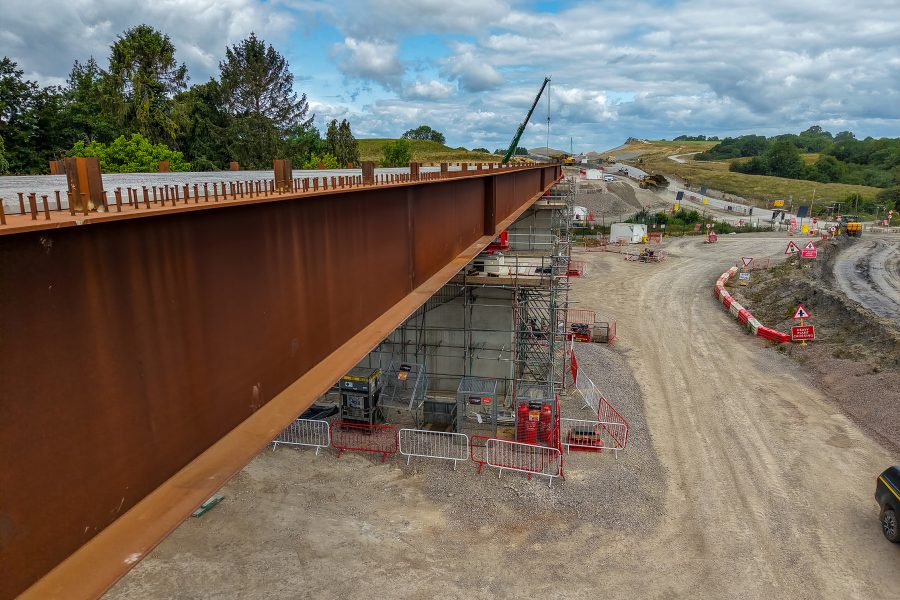 Aerial view from alongside the Lower Thorpe Viaduct deck slide.