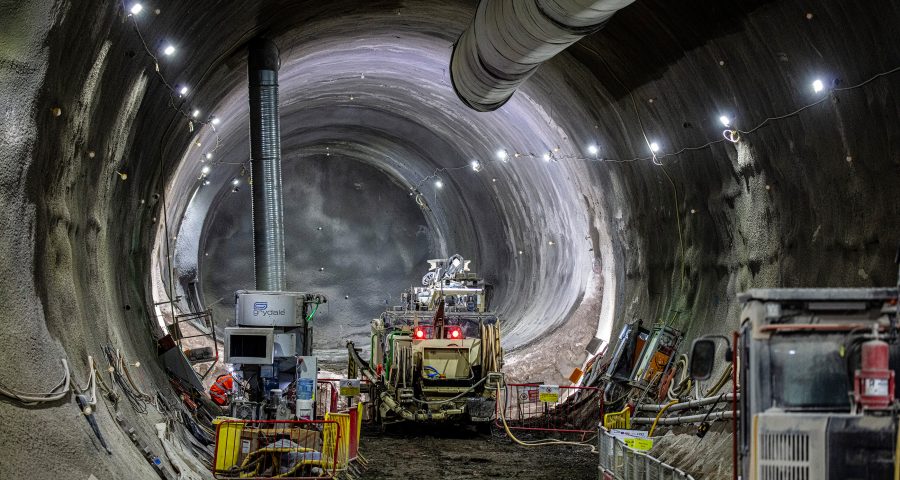 Sprayed concrete lined tunnel from where TBM Karen will launch to construct the Euston Tunnel.