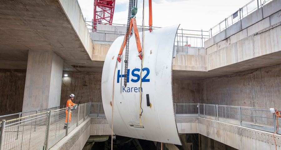 TBM Karen shield lifted into Old Oak Common box.
