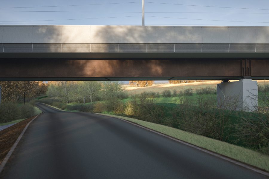 Visualisation of the Lower Thorpe viaduct crossing Banbury Lane.