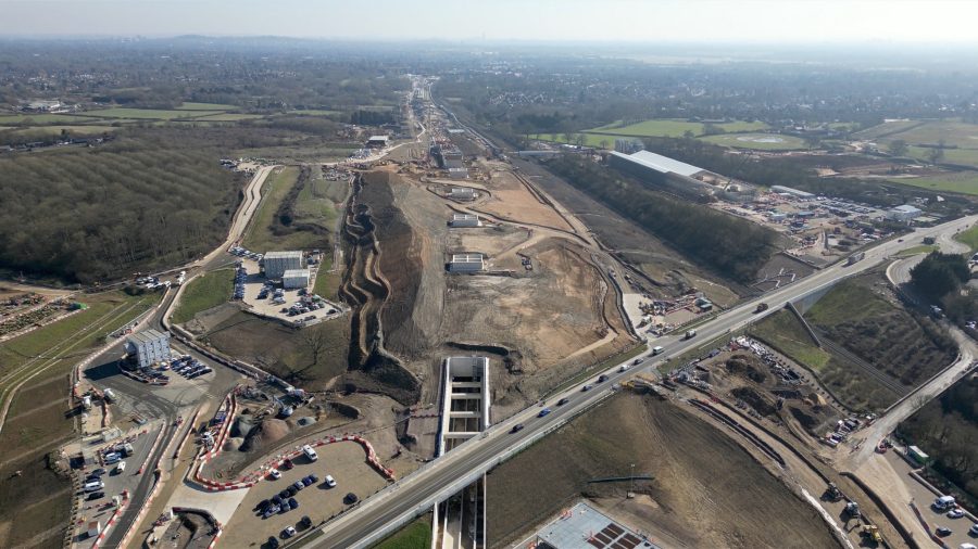 The realigned Harvil Road travelling over the Copthall Tunnel.