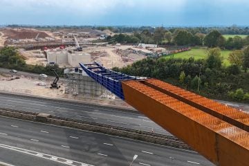 Thumbnail 3 of M6 South viaduct being guided over the M6 motorway during the second launch phase.