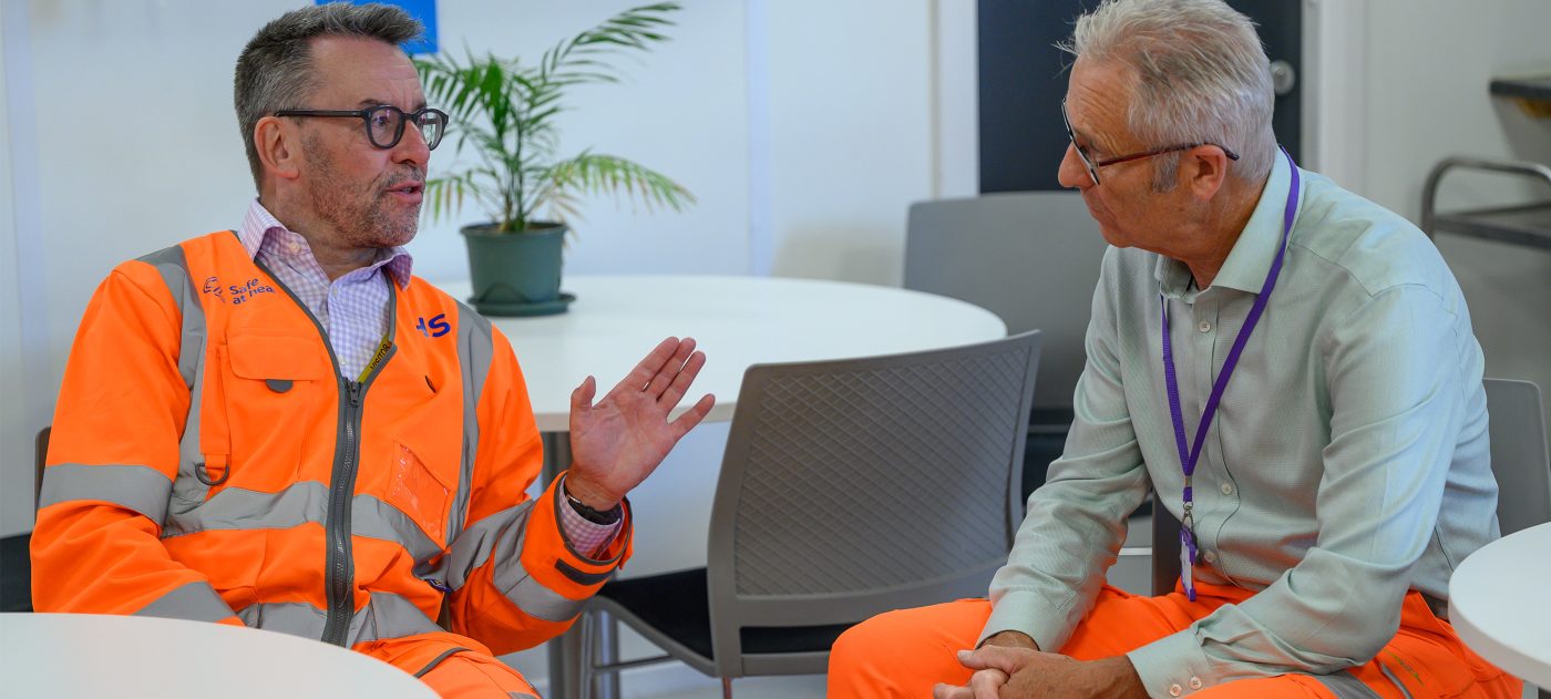 HS2 CEO Mark Wild meeting site operatives at Victoria Road Crossover Box.