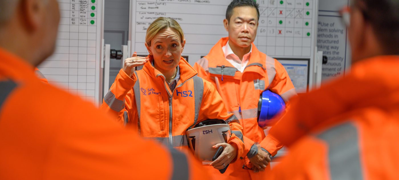 Chief Railway Officer Emma Head meeting the project team at Old Oak Common.