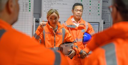 Chief Railway Officer Emma Head meeting the project team at Old Oak Common.