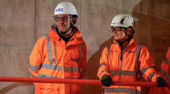 Mark Wild and Emma Head at Old Oak Common Station during Safety Week 2025.