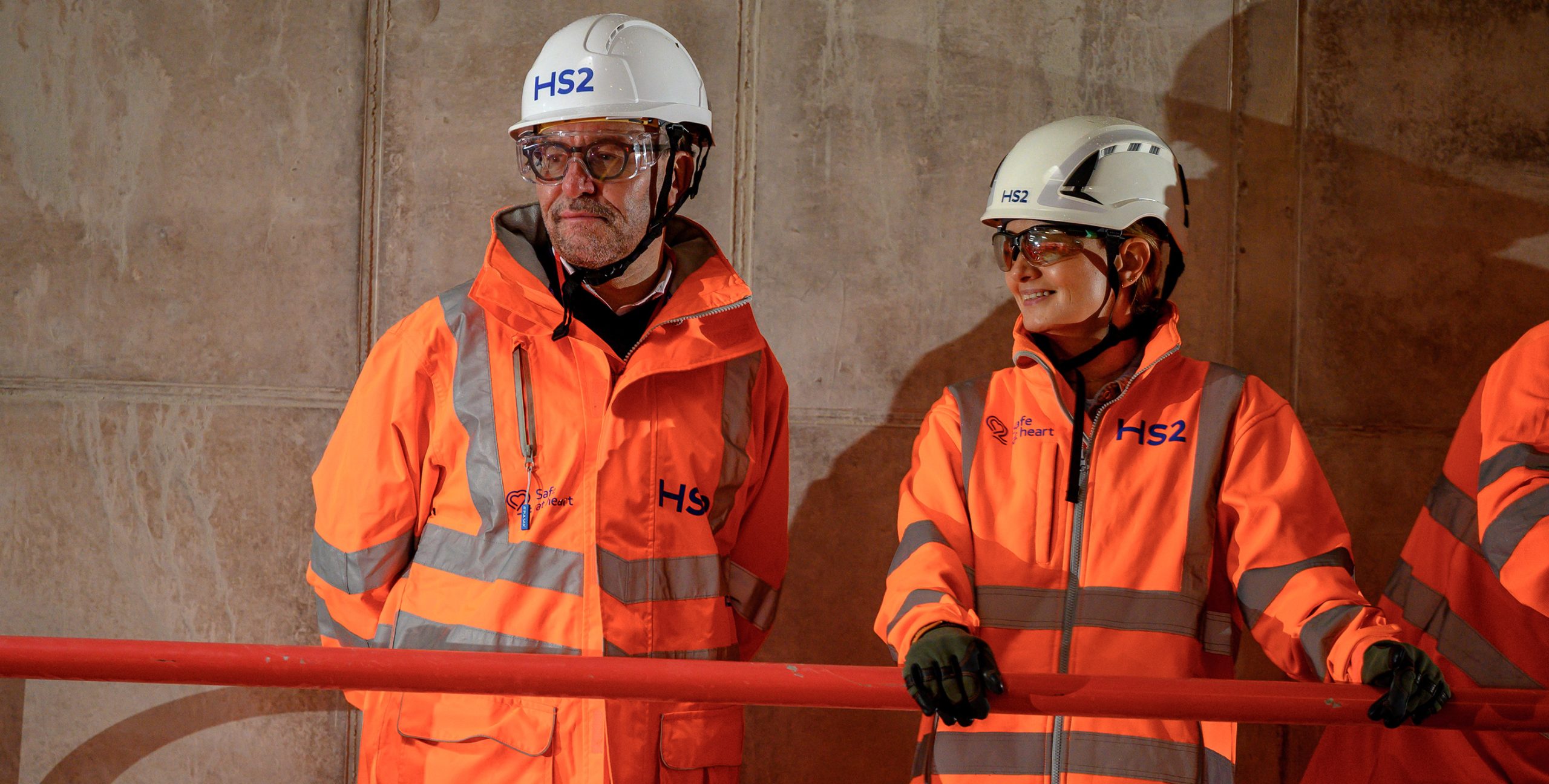 Mark Wild and Emma Head at Old Oak Common Station during Safety Week 2025.