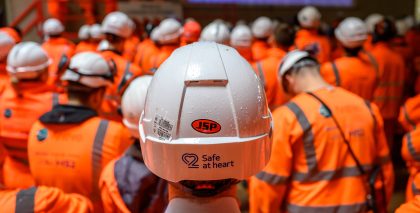 HS2 workers at Old Oak Common Station for Step-up to Safety Week 2025.